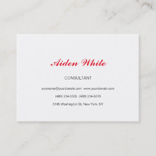 Stylish Minimalist White Red Feminine Business Card