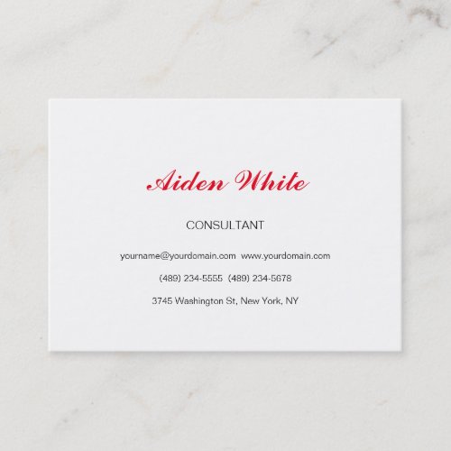 Stylish Minimalist White Red Feminine Business Card