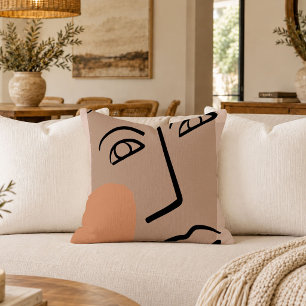 Stylish Minimalist Woman Face Throw Pillow Decor