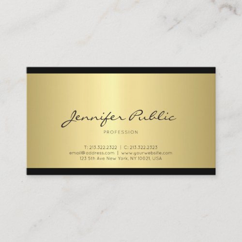 Stylish Minimalistic Design Gold Trendy Plain Luxe Business Card