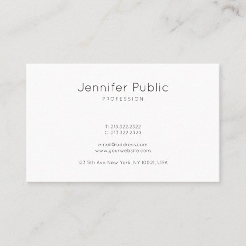 Stylish Minimalistic Design Modern White Plain Top Business Card