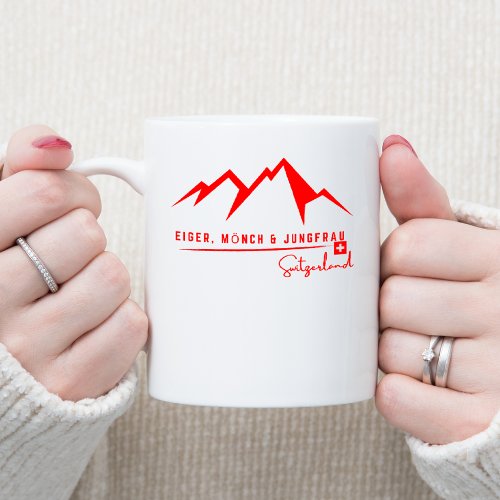 Stylish Minimalistic  Famous Swiss Alps Skyline Two_Tone Coffee Mug