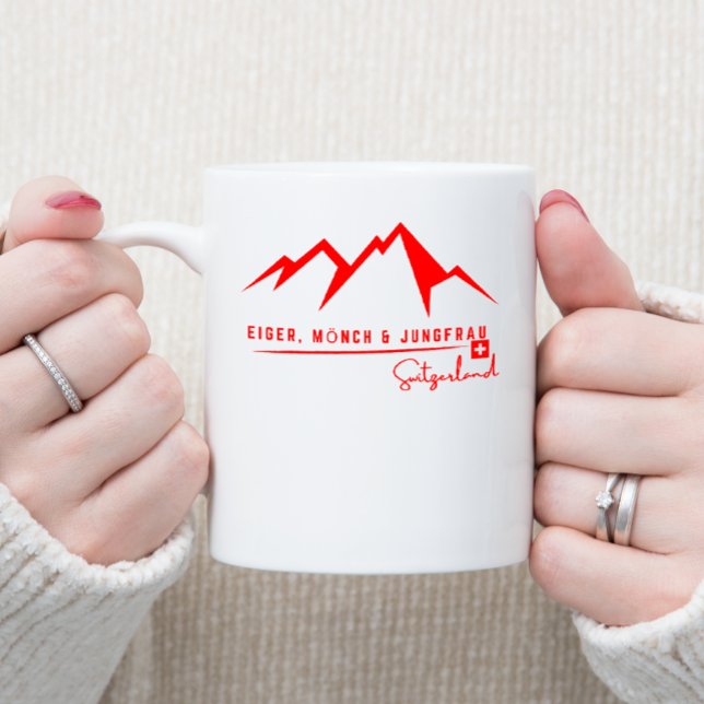 Stylish Minimalistic | Famous Swiss Alps Skyline Two-Tone Coffee Mug (Creator Uploaded)