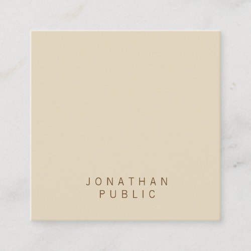 Stylish Minimalistic Modern Elegant Beige Template Square Business Card