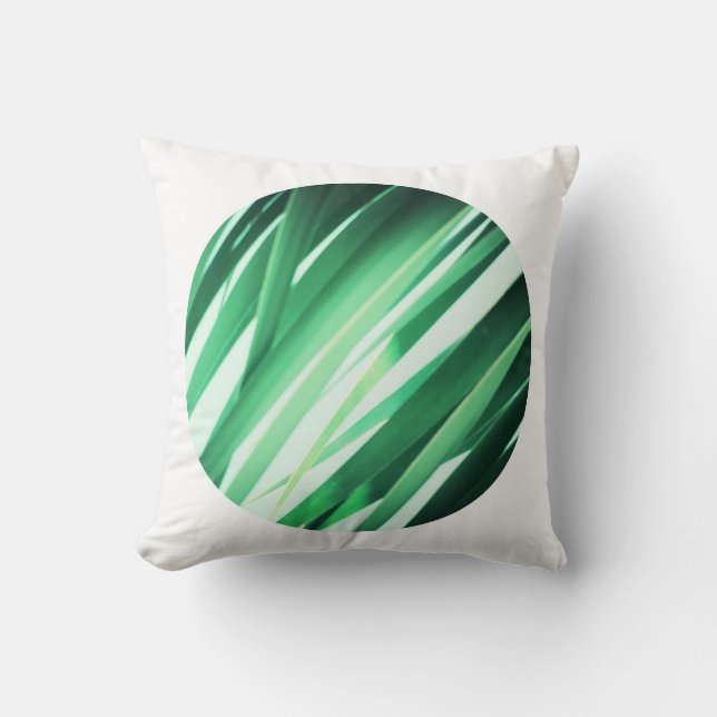 Stylish Minimalistic White Black Palm Tree Cushion (Front)