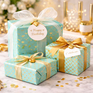Stylish Mint and Gold Wrapping Paper Sheets