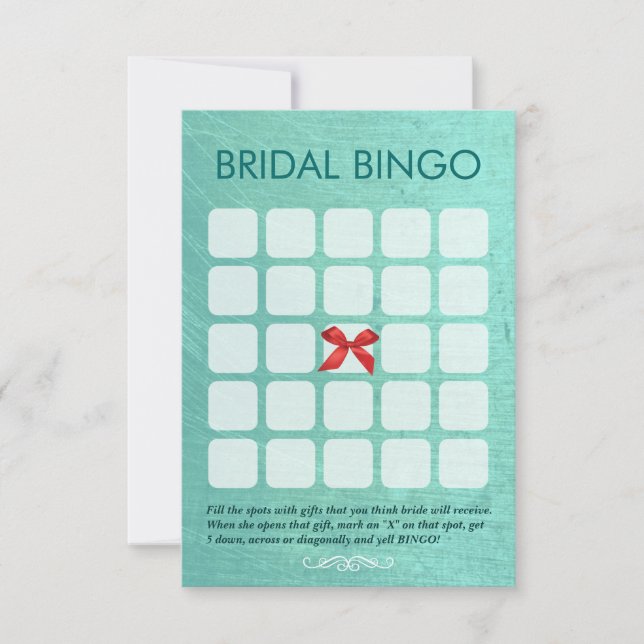 Stylish Mint Green 5x5 Bridal Bingo Cards (Front)