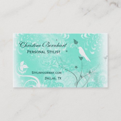 Stylish Mint Green Flourish Business Card