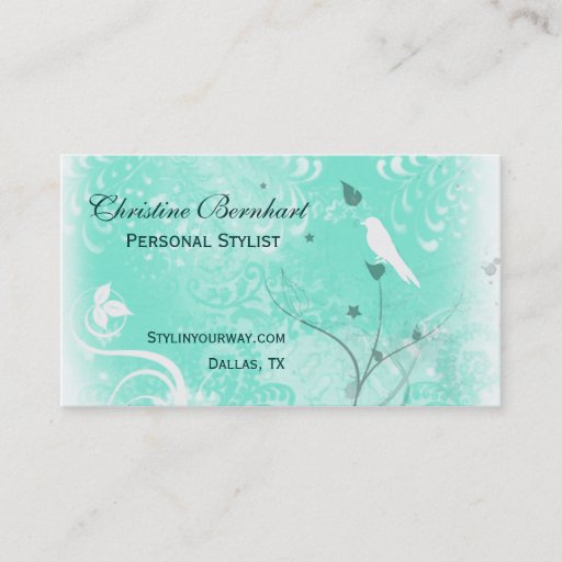 Customizable Stylish Mint Green Flourish Business Card