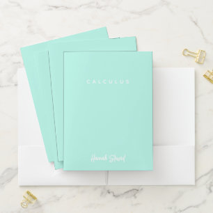 Stylish Mint Green Minimalist Girly Student Pocket Folder