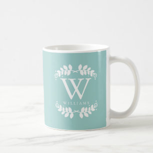 Stylish Mint Green Monogram Coffee Mug