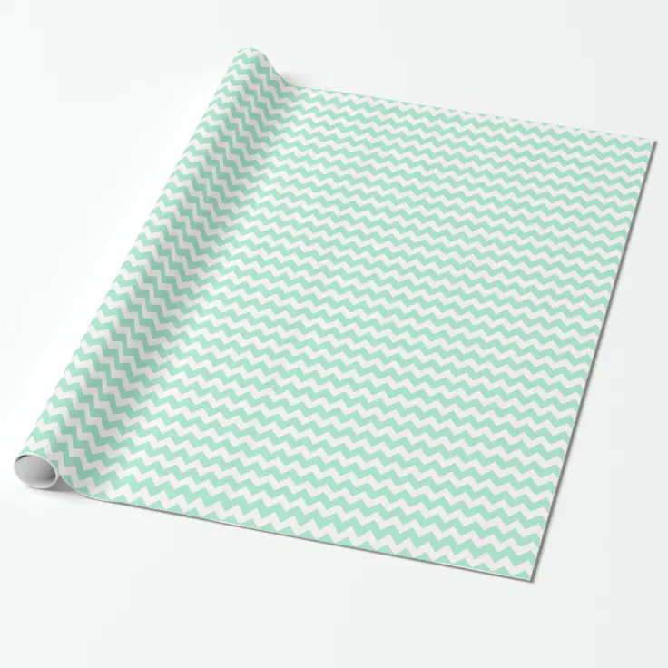 Stylish mint green zig zags zigzag chevron pattern wrapping paper Zazzle