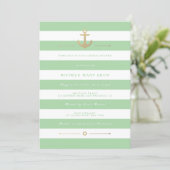 Stylish Mint Striped Nautical Bridal Shower Invite (Standing Front)
