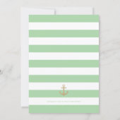 Stylish Mint Striped Nautical Bridal Shower Invite (Back)