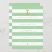 Stylish Mint Striped Nautical Bridal Shower Invite (Front/Back)