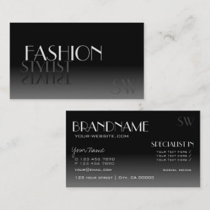 Stylish Mirror Font Classic Black White Monogram Business Card