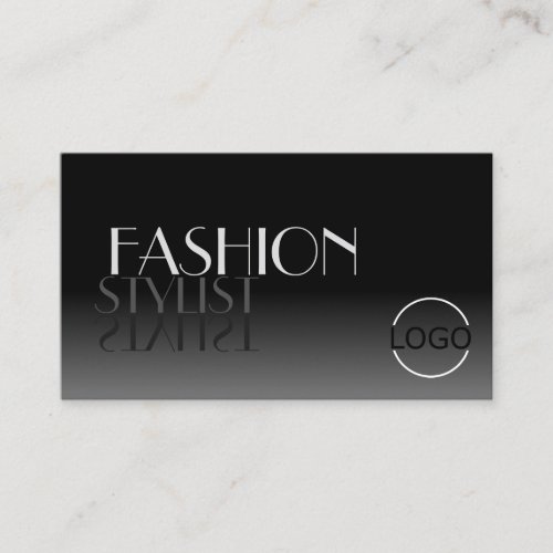 Stylish Mirror Font Classic Black White with Logo Business Card