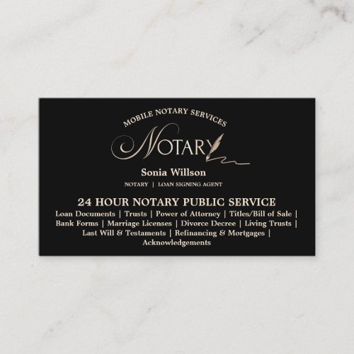 Stylish Mobile Notary  Loan Signing Agent Law Business Card
