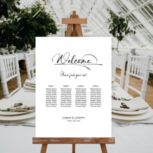 Stylish Modern 4 Table Wedding Seating Chart Foam Board