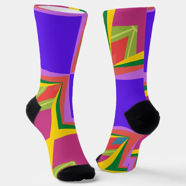 Stylish Modern abstract art aesthetic Colorful Socks (Angled)
