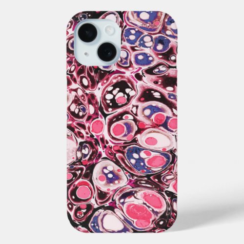 Stylish Modern Abstract Pink Blue Marble Pattern iPhone 15 Case