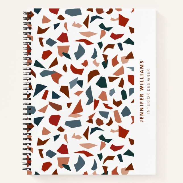 Stylish Modern Abstract Terrazzo Pattern Notebook (Front)