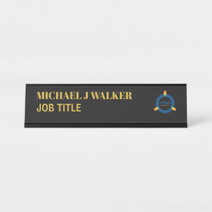 Stylish & Modern - Any Color - Professional Logo  Desk Name Plate