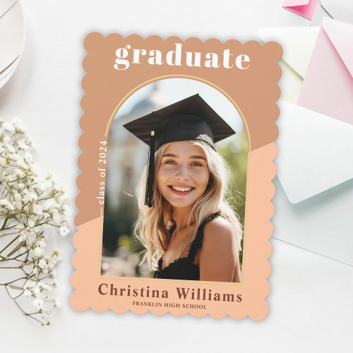 Stylish Modern Arch Photo High School Graduation Announcement