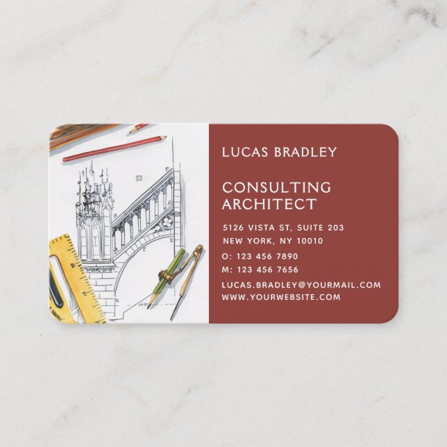 Stylish Modern Architect Engineering Construction Business Card (Front)