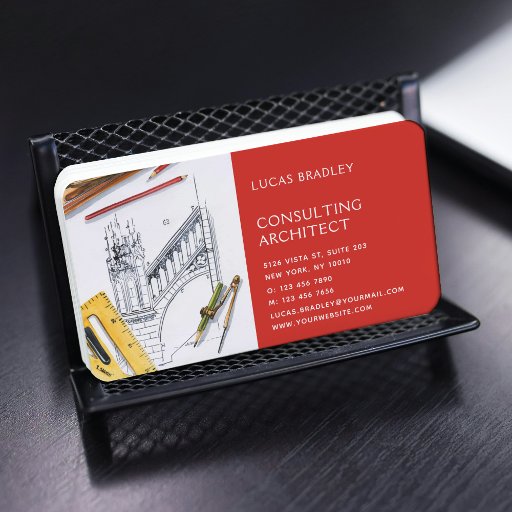 Customizable Stylish Modern Architect Engineering Construction Business Card