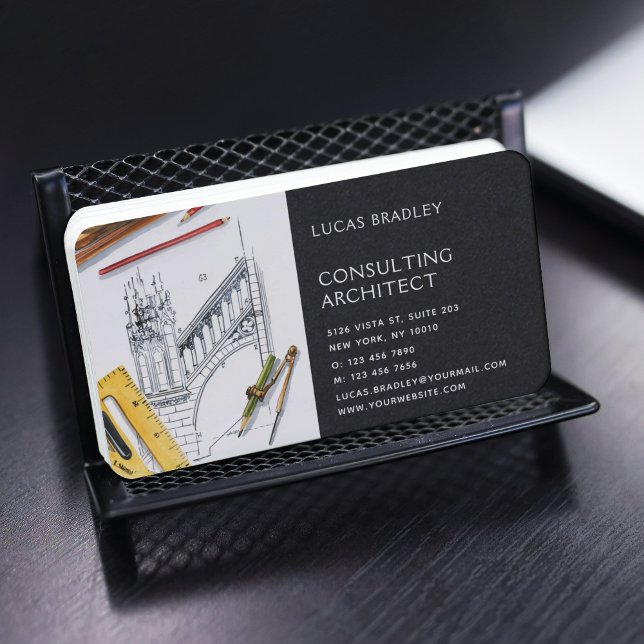 Stylish Modern Architect Engineering Construction Business Card (Creator Uploaded)