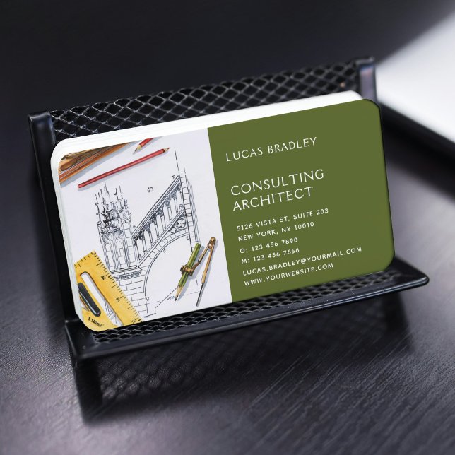 Stylish Modern Architect Engineering Construction Business Card (Creator Uploaded)