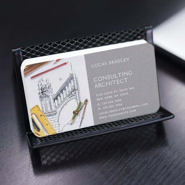 Stylish Modern Architect Engineering Construction Business Card (Creator Uploaded)