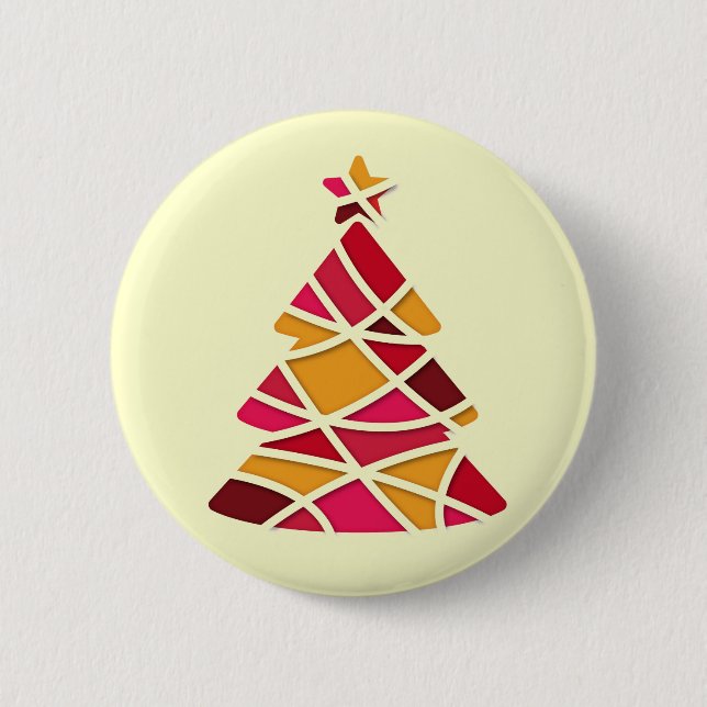 Stylish modern art Christmas tree Button (Front)