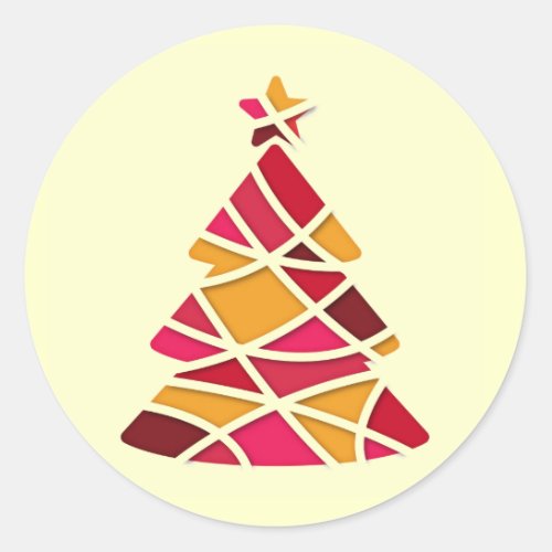 Stylish modern art Christmas tree Classic Round Sticker