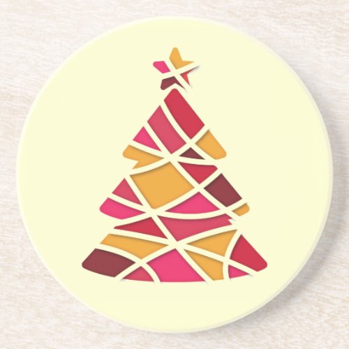 Stylish modern art Christmas tree Drink Coaster