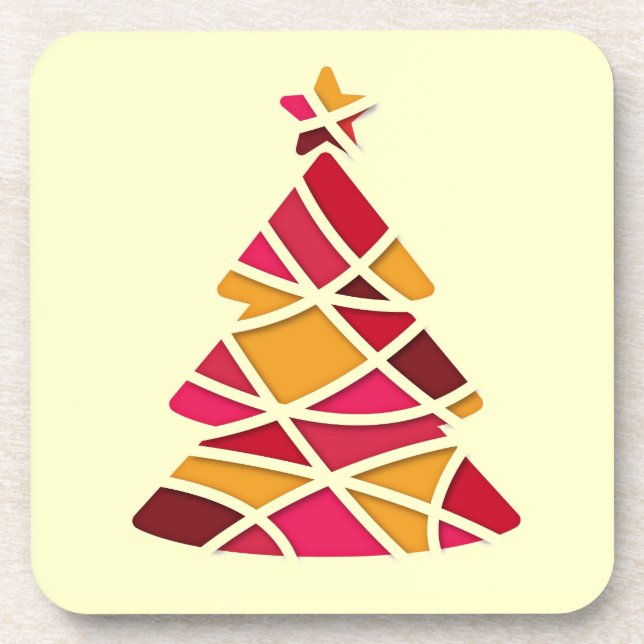 Stylish modern art Christmas tree Drink Coaster (Front)