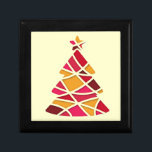 Stylish modern art Christmas tree Keepsake Box<br><div class="desc">A perfect design for Christmas with a modern art Christmas tree. This tree is colourful and cubist in inspiration and incorporates the colours of red,  pink,  crimson and gold. Be stylish,  hip,  elegant and arty this Christmas with this cute tree design. Perfect to box those Christmas gifts in !</div>