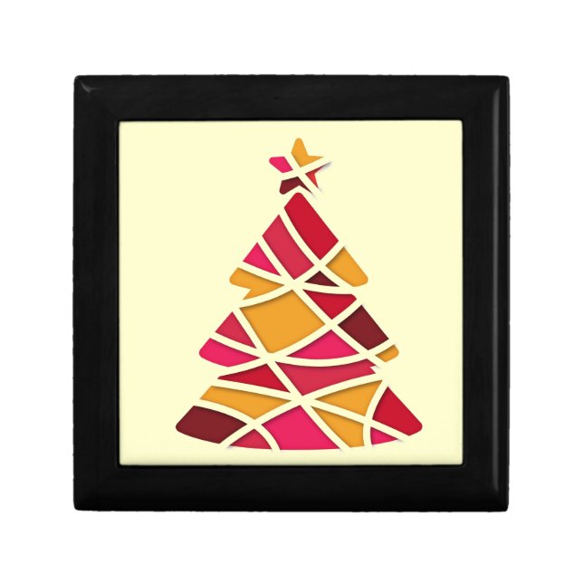 Stylish modern art Christmas tree Keepsake Box (Front)