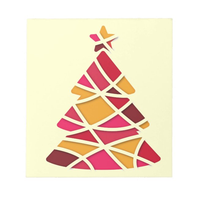 Stylish modern art Christmas tree Notepad (Front)