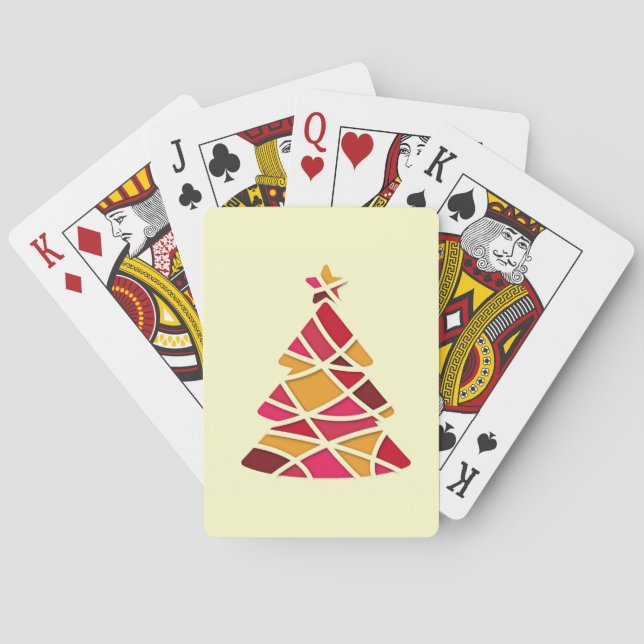 Stylish modern art Christmas tree Poker Cards (Back)