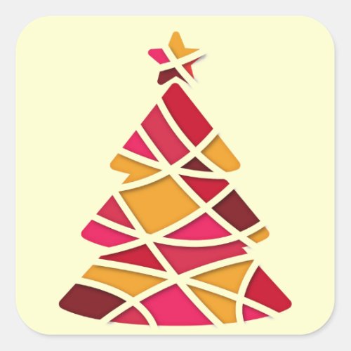 Stylish modern art Christmas tree Square Sticker