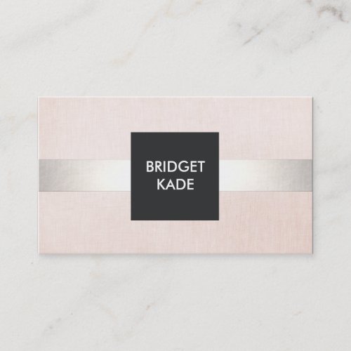 Stylish Modern Beauty Silver Striped Pale Pink Business Card