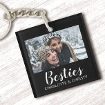 Stylish Modern Best Friends Script Photo Keychain<br><div class="desc">A simple modern best friends photo key chain. Personalize this besties keychain with your photo and names. Makes a fun gift for a friend. Designed for you by Blackberry Boulevard.</div>