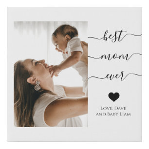 Stylish Modern Best Mom Ever Mother's Day Photo Faux Canvas Print