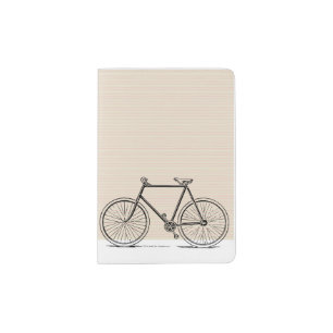 Stylish Modern Bike Bicycle Line Art Drawing Passport Holder