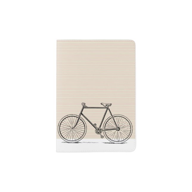 Stylish Modern Bike Bicycle Line Art Drawing Passport Holder (Front)