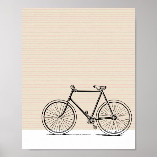 Stylish Modern Bike Bicycle Line Art Drawing Poster