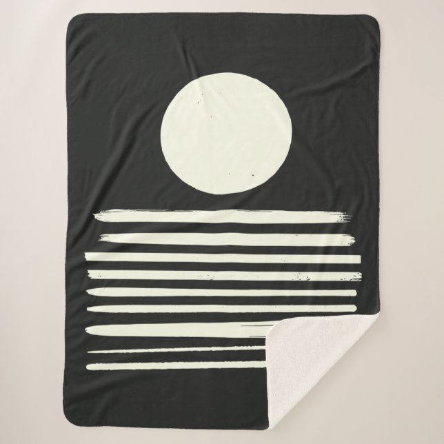 Stylish Modern Black and White Abstract Art Sherpa Blanket (Front)