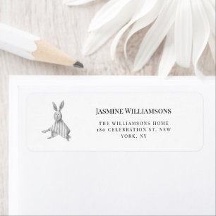 Stylish modern black and white baby shower label